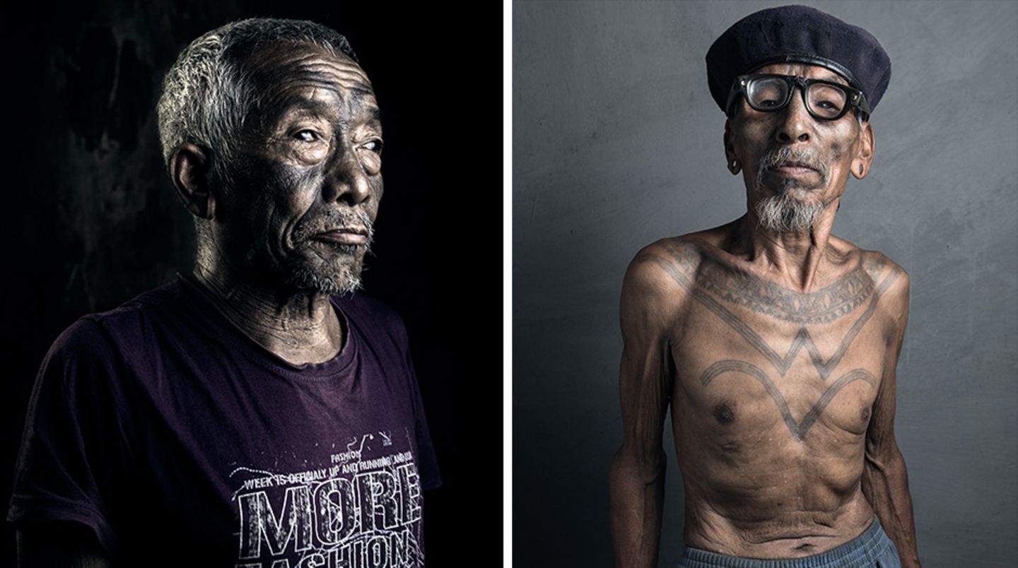 Zwei Stammesälteste mit ihren Tattoos