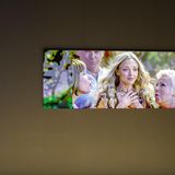 Technik-Messe: Flexibles Bild Und auch bei Samsung lässt sich die Riesenglotze abbauen. Dank der neuen MicroLED-Technologie, bei der jeder Pixel durch ein eigenes LED dargestellt wird, lassen sich die Flimmerkisten in Modulen auf- und abbauen - und sogar zu völlig anderen Formen zusammenstecken. Der Streifen links ist tatsächlich ein Fernseher. Und für die Champions League darf Mann dann wieder den ganz großen Fernseher puzzeln.