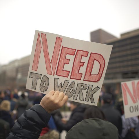 Protestaktion gegen den "Shutdown" von Behördenmitarbeitern in Philadelphia, im US-Bundesstaat Pennsylvania