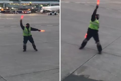 Flughafen Toronto: Wenn Menschen ihren Job lieben: Lotse begeistert Passagiere mit Showeinlage