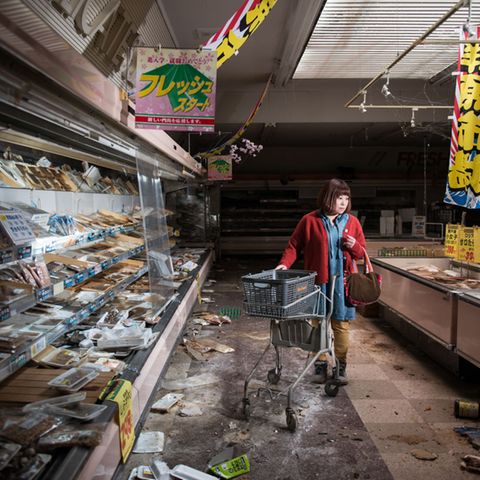 Ein verlassener Supermarkt in der Region Fukushima