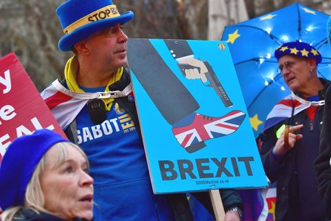 Demonstranten vor dem Parlament in London