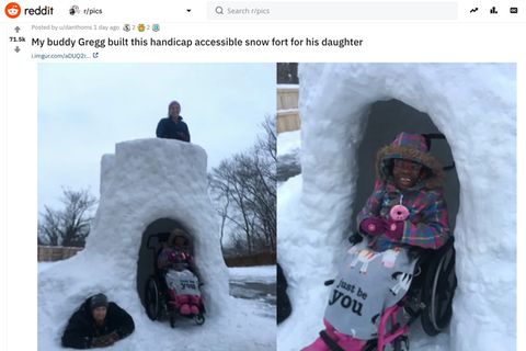 Das beeindruckende Iglu ist ein Spieleparadies für die kleine Tochter von Gregg und Katie