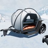 Die Hülle wird von einem außenliegenden Streben-Skelett stabilisiert. 