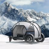 Die kleine Größe und das Gewicht würden es möglich machen, den Anhänger auch mit einem Zweirad zu ziehen.