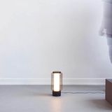 Erster Platz: Leuchte "Baschnja"  Auf den ersten Blick unspektakulär konnte die dreiteilige Leuchte von Ilja Huber die Jury am meisten überzeugen. Die drei LED-Module können frei im Raum verteilt oder aufeinander gestapelt werden. Im gestapelten Zustand lädt die Basisleuchte die beiden anderen mit auf. "Funktional und einfach, dennoch integrierend. Für die heutigen Wohnanforderungen perfekt", lautet das Urteil der Jury.