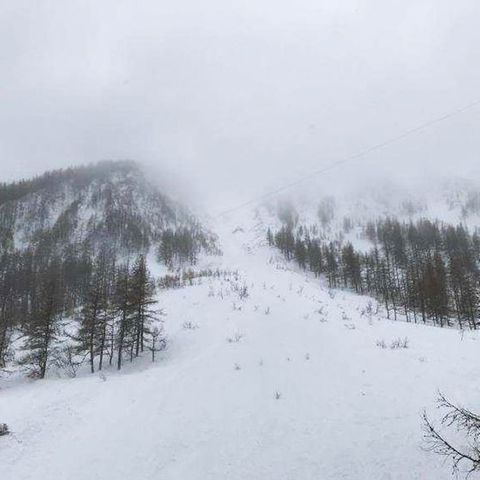 Ein Lawinenabgang im Bereich des Skigebiets Grübl am Präbichl in der Steiermark