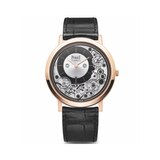 Kategorie Bis 50.000 Euro      Gewinner: Altiplano Ultimate Automatic von Piaget  Dank der kompletten Integration von Gehäuse, dezentralem Zifferblatt und Werk mit seinen immerhin 238 Teilen ist dieses Modell mit 4,3 Millimetern Höhe eine der flachsten Automatikuhren der Welt.  Das sagt die Jury: "Hauchdünn und hochtechnisch, selten waren komplexe innere Werte so spannend verpackt. Die formal immer etwas unruhige, sehr flache Mechanik wird direkt aufs Zifferblatt geholt und begeistert!“  Basisdaten (Auszug): Roségold (Gehäuse), 41mm Durchmesser, wasserdicht bis 20m, 50 Stunden Gangreserve.  Preis: circa 26.700 Euro.