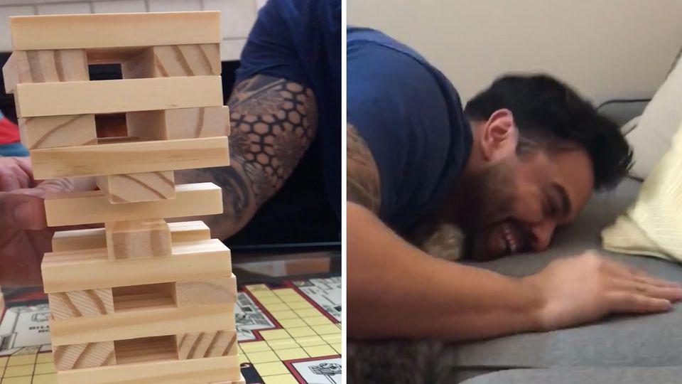 Jenga-Spiel: Aus hoffnungsloser Lage: Ist das der beste Jenga-Zug überhaupt? Jenga-Spiel: Aus hoffnungsloser Lage: Ist das der beste Jenga-Zug überhaupt?