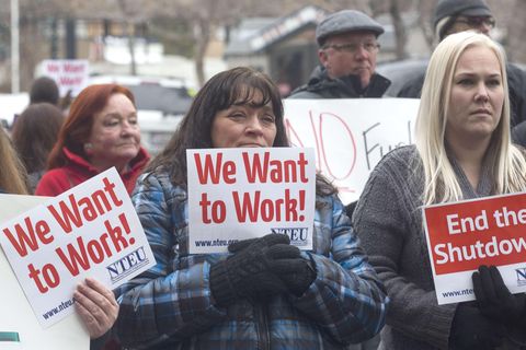 "Wir wollen arbeiten!": Demonstranten in Ogden, im US-Bundesstaat Utah fordern ein Ende der Haushaltssperrre