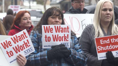 "Wir wollen arbeiten!": Demonstranten in Ogden, im US-Bundesstaat Utah fordern ein Ende der Haushaltssperrre