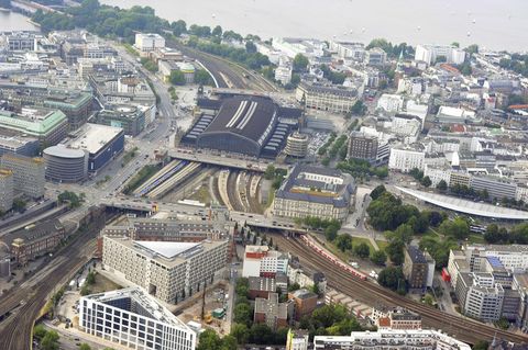 Der Hamburger Hauptbahnhof von oben