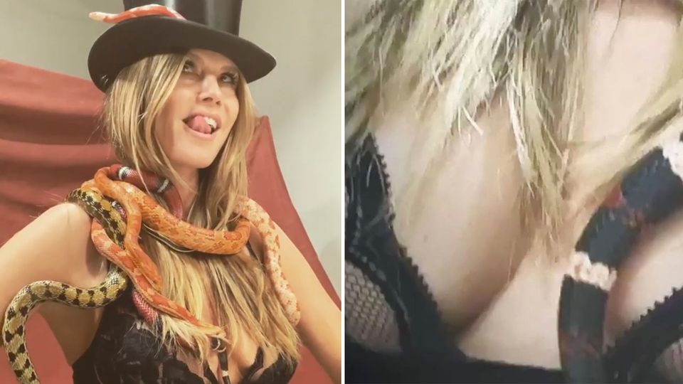 Heidi Klum räkelt sich mit Schlangen