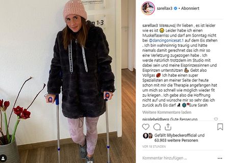 Sat.1 Eislauf-Show: Krücken statt Kufen: Sarah Lombardi muss bei "Dancing on Ice" pausieren