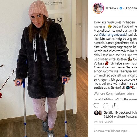 Sat.1 Eislauf-Show: Krücken statt Kufen: Sarah Lombardi muss bei "Dancing on Ice" pausieren