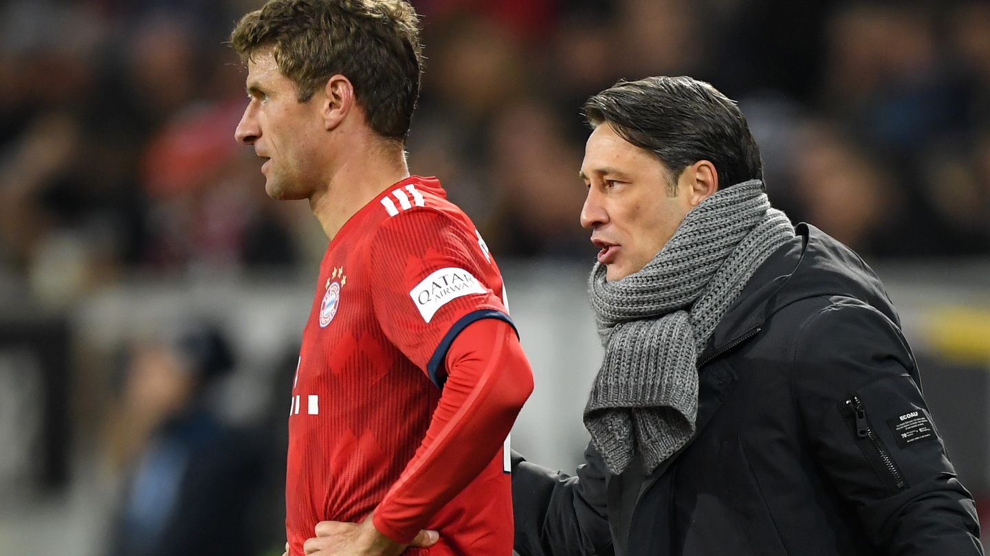FC Bayern - Niko Kovac und Thomas Müller beim Bundesliga-Spiel in Hoffenheim