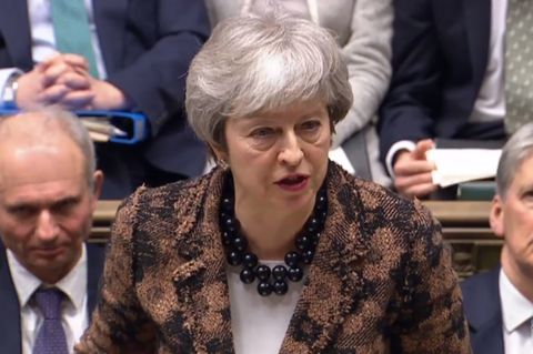 Theresa May am Montag im britischen Unterhaus
