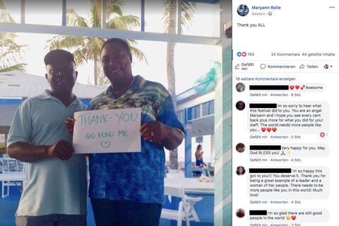 Maryann Rolle bedankt sich für die gesammelten Spenden auf Facebook