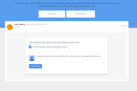 Beim Google-Quiz muss der Nutzer entscheiden: Phishing oder nicht?