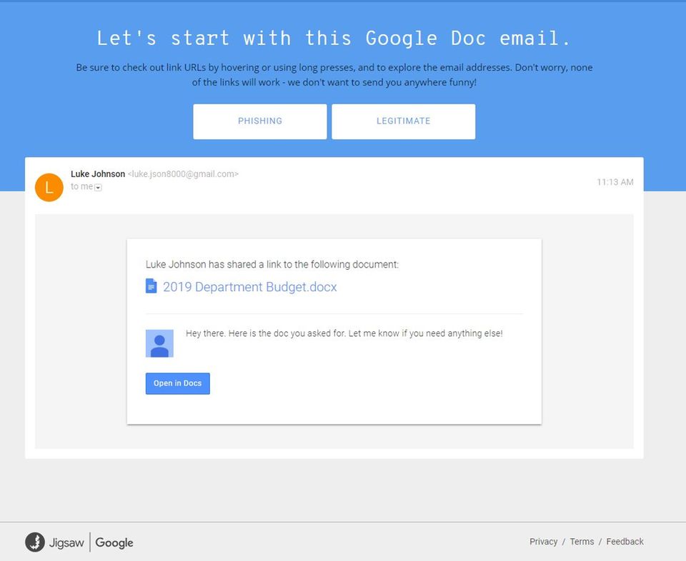 Google-Quiz Phishing Beim Google-Quiz muss der Nutzer entscheiden: Phishing oder nicht?