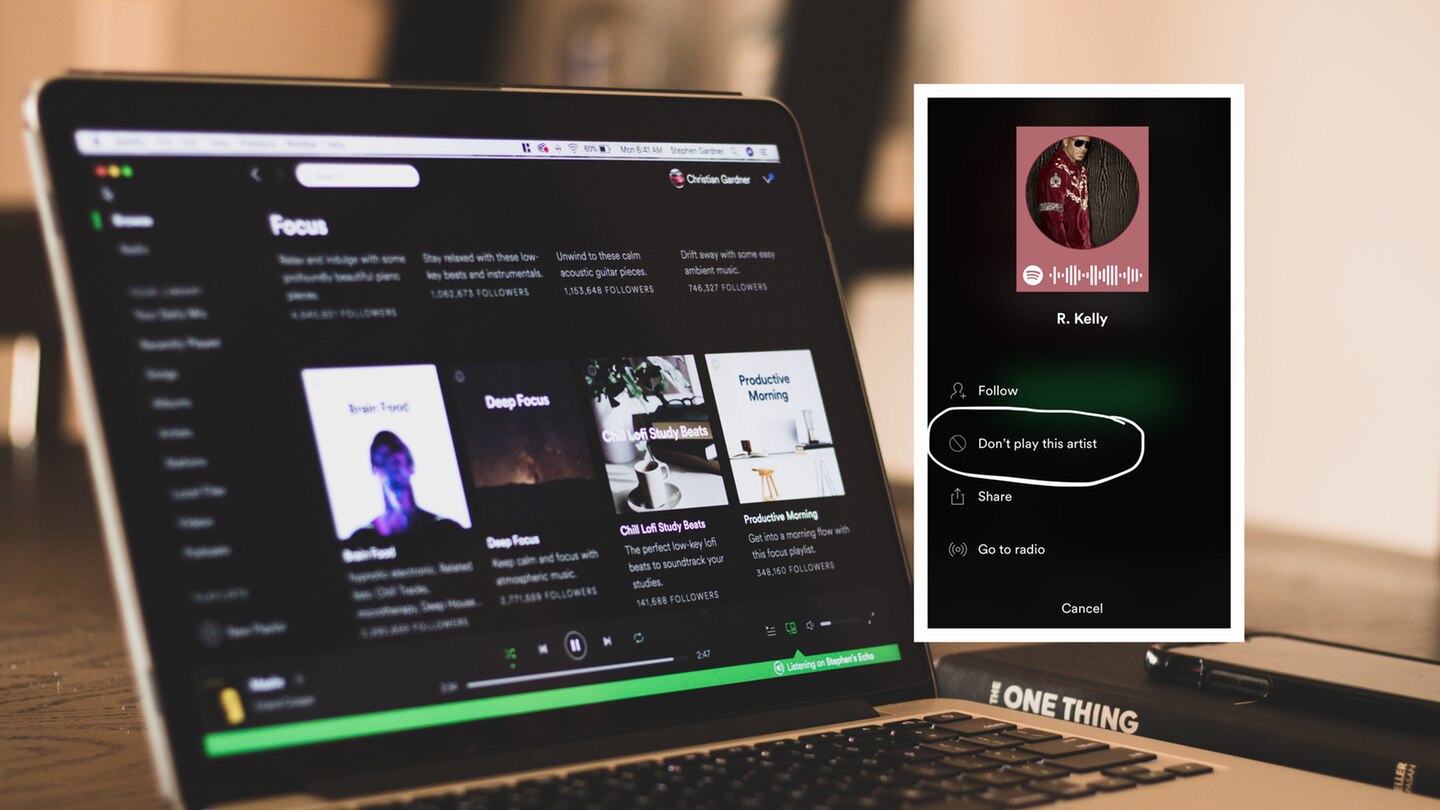 Spotify ist auf einem Laptop geöffnet