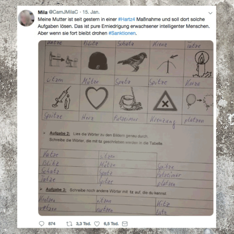 Twitter-Screenshot des Hartz-IV-Arbeitspapiers