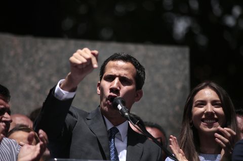 Venezuelas selbst ernannter Interimspräsident Juan Guaidó am Samstag in Caracas