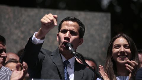 Venezuelas selbst ernannter Interimspräsident Juan Guaidó am Samstag in Caracas