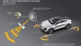 Der Audi E-tron Sportback Concept projiziert Zeichen auf den Boden