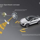 Der Audi E-tron Sportback Concept projiziert Zeichen auf den Boden
