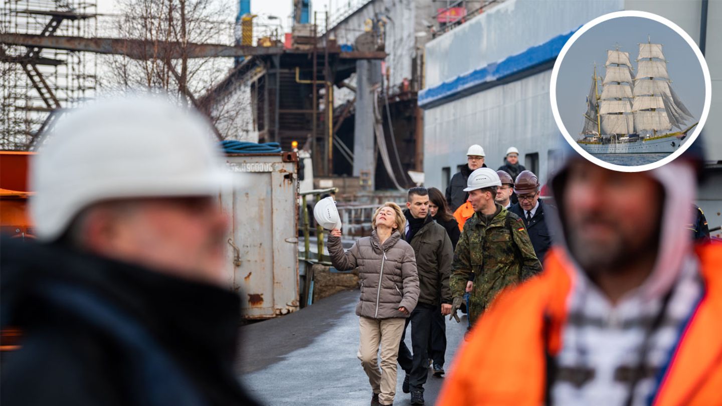 Bundesverteidigungsministerium Ursula von der Leyen nach ihrem Besuch der Gorch Fock im Januar