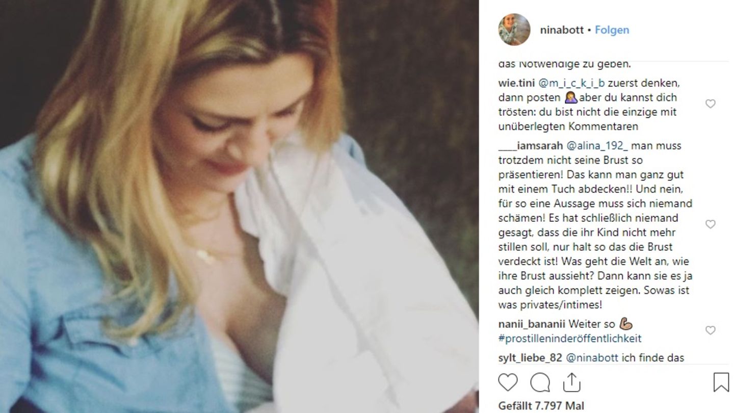 Nina Bott zeigt sich auf Instagram beim Stillen