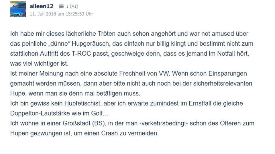 VW T-Roc: VW streicht satten Hupenklang – der Kampf um den guten Sound