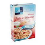 35 Stück Würfelzucker in einer Packung "Kölln Müsli Knusper Joghurt Himbeer 30 % weniger Fett" - wie abgebildet  Dieses Müsli soll laut Hersteller "knusprig-leicht" sein. Zwar ist der Fettgehalt reduziert, doch auf der Zutatenliste stehen ganze neun süßende Inhaltsstoffe, darunter Zucker, Glukose-Fruktose-Sirup und Dextrose. Öko-Test hat nachgerechnet: Der Gesamtzucker- und Kaloriengehalt liegen damit in der gleichen Größenordnung wie bei einem herkömmlichen Knusper-Schokomüsli.  100 Gramm des Produkts enthalten 21 Gramm Zucker. Die angegebene Anzahl der Zuckerwürfel beinhaltet auch natürliche Süße.