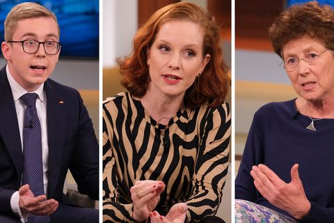 CDU-Politiker Philipp Amthor (l.), Journalistin Teresa Bücker (M.) und Ärztin Kristina Hänel