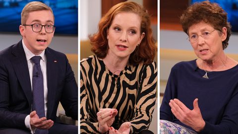 CDU-Politiker Philipp Amthor (l.), Journalistin Teresa Bücker (M.) und Ärztin Kristina Hänel