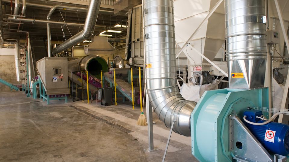Recycling-Anlage für Windelmüll von Innen