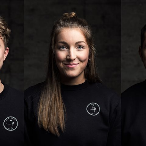Collage: Zwei Männer und eine Frau im Portrait