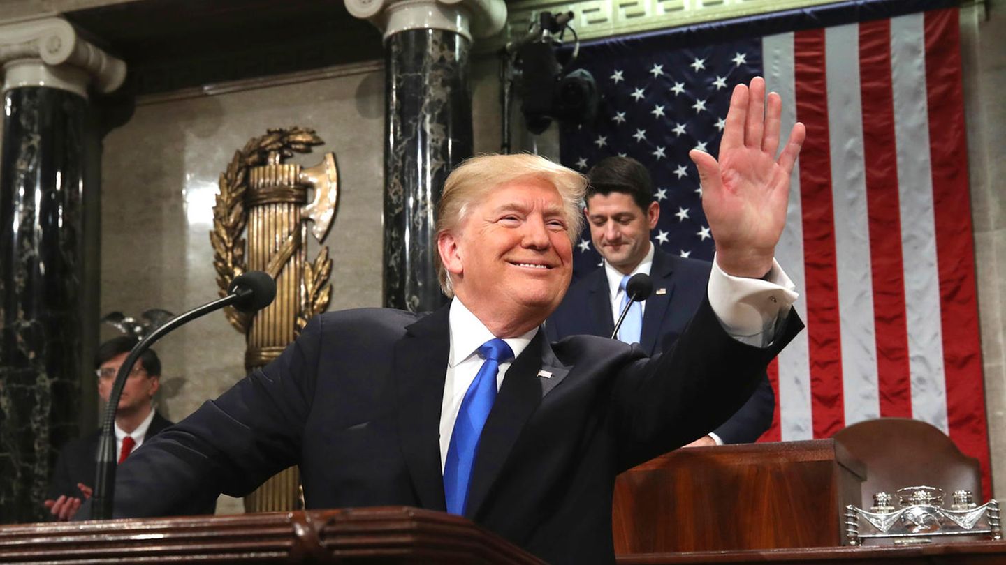 Donald Trump vor seiner State of the Union 2018 im Abgeordnetenhaus
