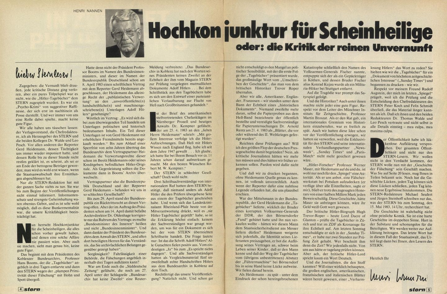 Original-Artikel aus stern 21/1983: Hochkonjunktur für Scheinheilige oder: die Kritik der reinen Unvernunft