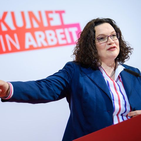 SPD-Chefin Andrea Nahles nach der Klausurtagung der Parteispitze im Willy-Brandt-Haus
