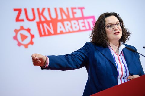 SPD-Chefin Andrea Nahles nach der Klausurtagung der Parteispitze im Willy-Brandt-Haus