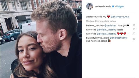 Andre Schürrle und Anna Sharypova küssend auf Instagram
