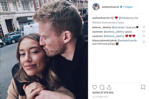 Andre Schürrle und Anna Sharypova küssend auf Instagram