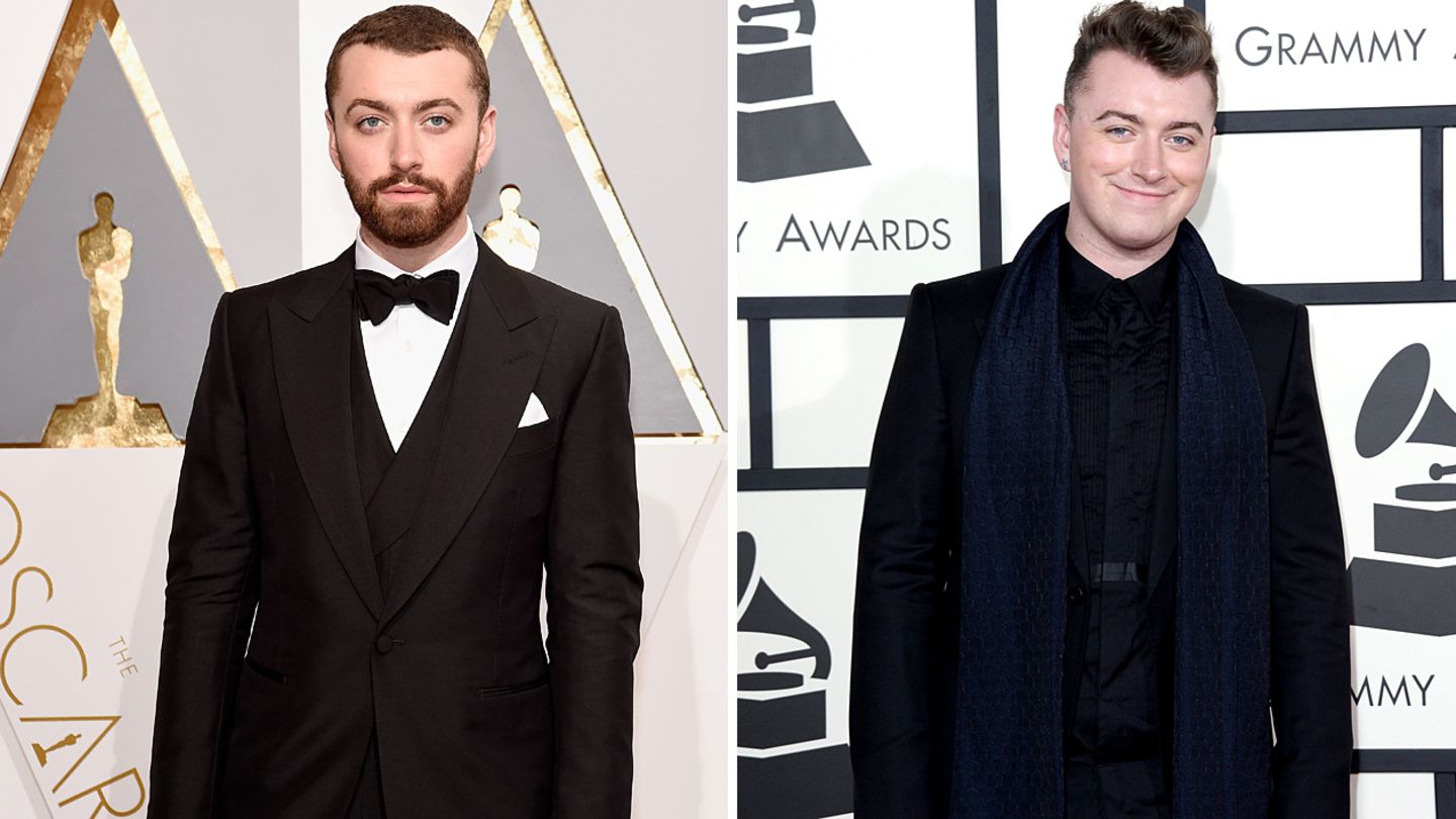 Sam Smith sehr schlank im Jahr 2016 (l.) und mit etwas mehr Kilos im Jahr 2014