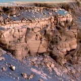 Das Vorgebirge Cape St. Vincent am Victoria Crater. Während seiner Mission hatte "Opportunity" eine Distanz von 45,2 Kilometern zurückgelegt und insgesamt 217.594 Aufnahmen vom Mars auf die Erde geschickt.