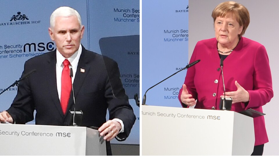 US-Vizepräsident Mike Pence und Bundeskanzlerin Angela Merkel auf der Münchner Sicherheitskonferenz