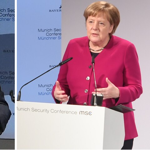 US-Vizepräsident Mike Pence und Bundeskanzlerin Angela Merkel auf der Münchner Sicherheitskonferenz