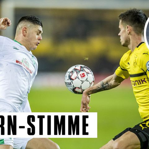Absicht oder nicht: Im Pokalspiel gegen Werder spielt Dortmunds Julian Weigl klar Hand, aber Schiedsrichter Felix Brych ließ in diesem Fall weiterlaufen