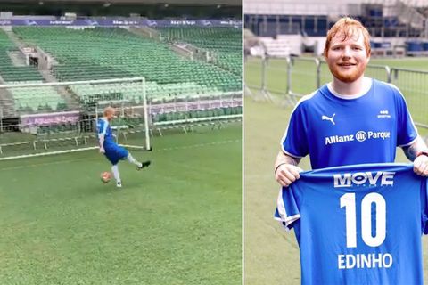 Ed Sheeran durfte bei den brasilianischen Profis mitspielen.